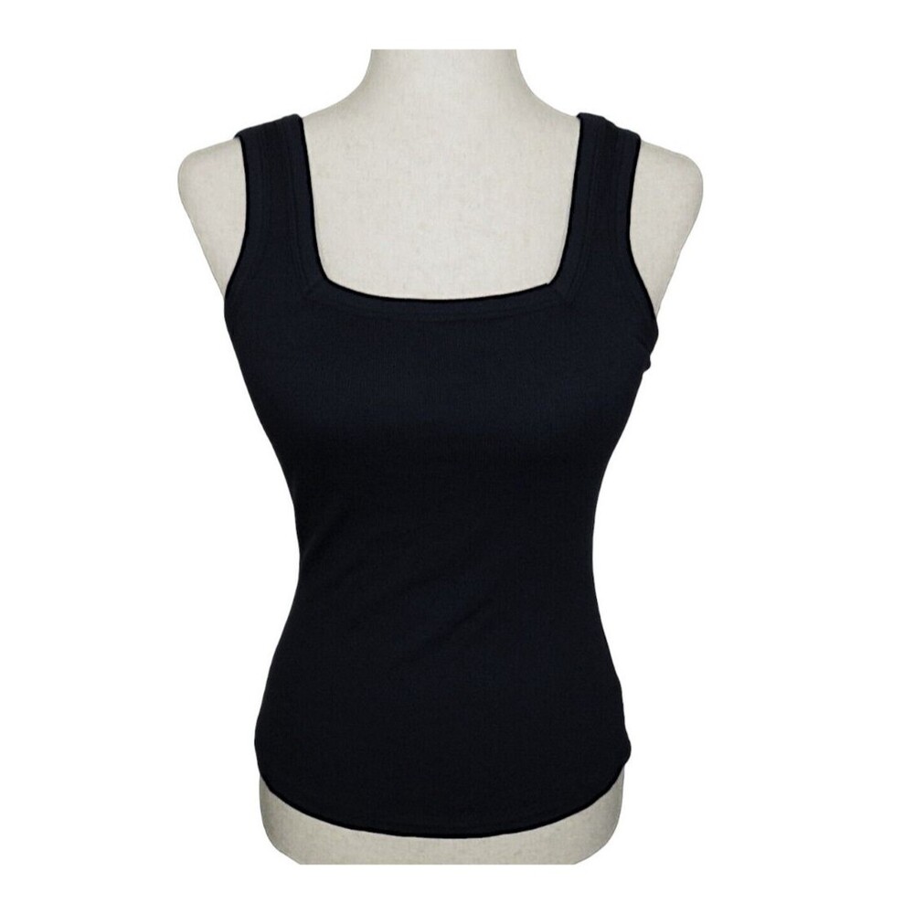 OGL Black Ribbed Square Neck Low Back Brami Tank Top Size XS